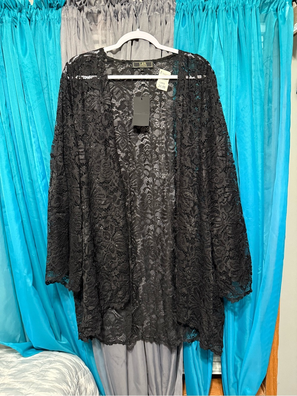 Lucky & Blessed Black Lace Kimono